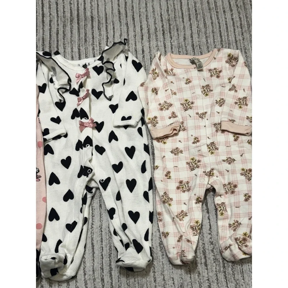 Baby Girl 3-6M Sleeper Bundle 4pc Disney Carter's Footed Pajamas Lot